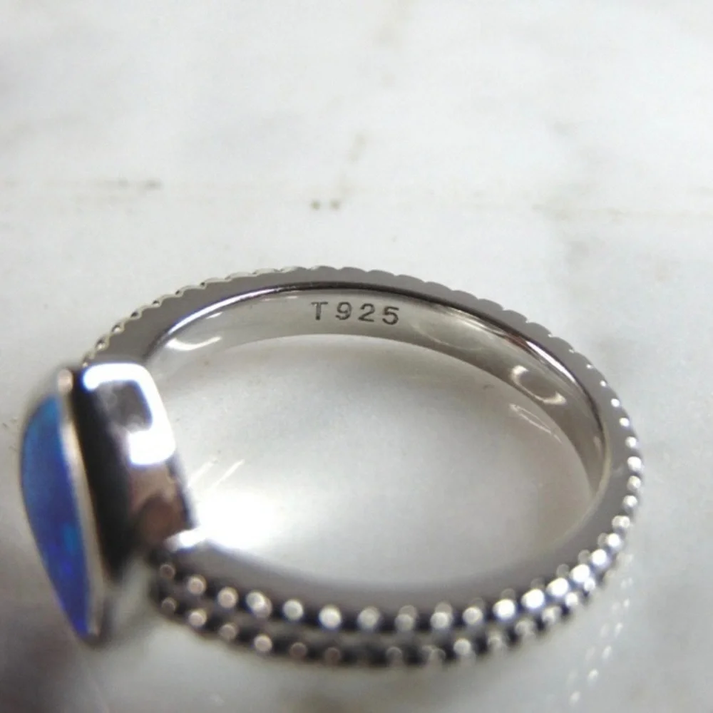 Womens Sterling Silver‎ Modernist Opal Ring
